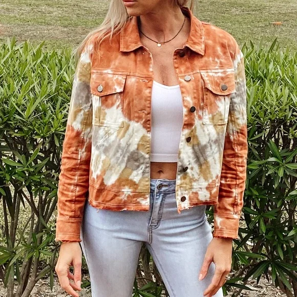 Tie dye raw hem crop jacket - Picture 6 of 7